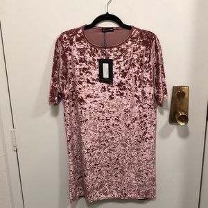Pink Velvet T-shirt dress. PrettyLittleThing
